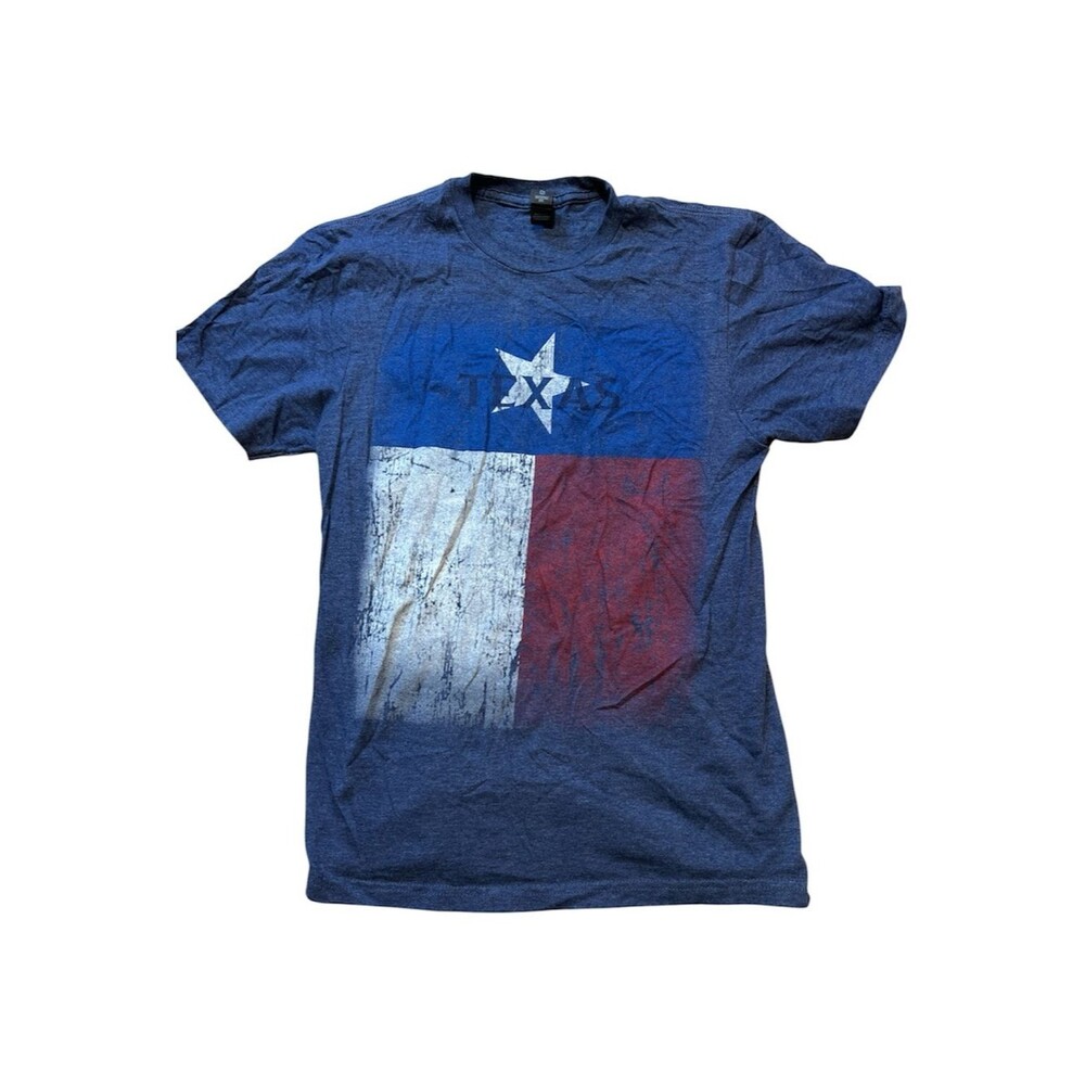 Gildan Softstyle Texas Lone Star State Flag Distressed Graphic Tee‎ Navy - Small